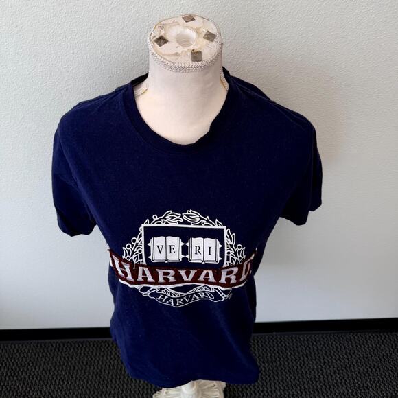 Vintage Harvard T-Shirt Navy Blue Logo Crew Neck Short Sleeve Womens Large - Picture 5 of 12